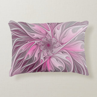Almofada Decorativa Sonho De Flor Rosa Fractal, Padrão De Fantasia Flo
