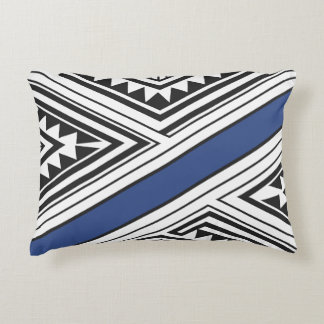 Almofada Decorativa Sotaque Geométrico de Preto e Azul Moderno Tribal