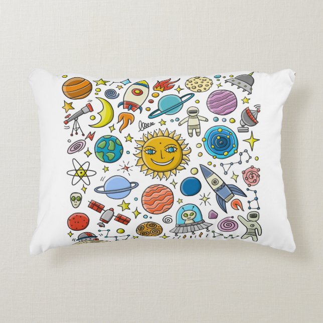 Almofada Decorativa Space Background. Planets of the solar system. Roc (Frente)