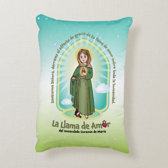 Almofada Decorativa Spanish GRN Bg Kids FOL Mary Icon + Unity Prayer  (Verso(Vertical))