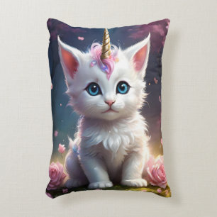 Almofada Decorativa "Sparkle Paws: O Encantador Unicórnio Gatinho"