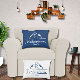 Almofada Decorativa Split Monogram Family Name Midnight Blue Frame