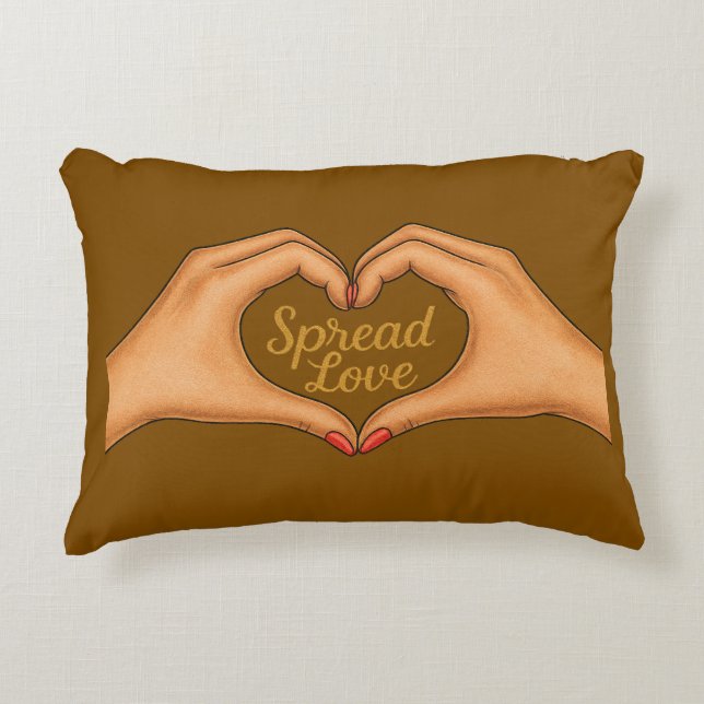 Almofada Decorativa Spread Love Heart Hands Gold Quote –Throw Pillow (Frente)