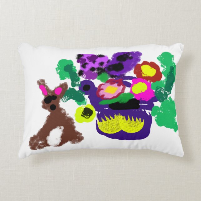 Almofada Decorativa Spring flowers Rabbit joy (Frente)