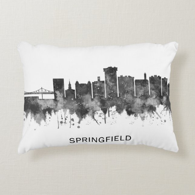 Almofada Decorativa Springfield Missouri Skyline BW (Frente)