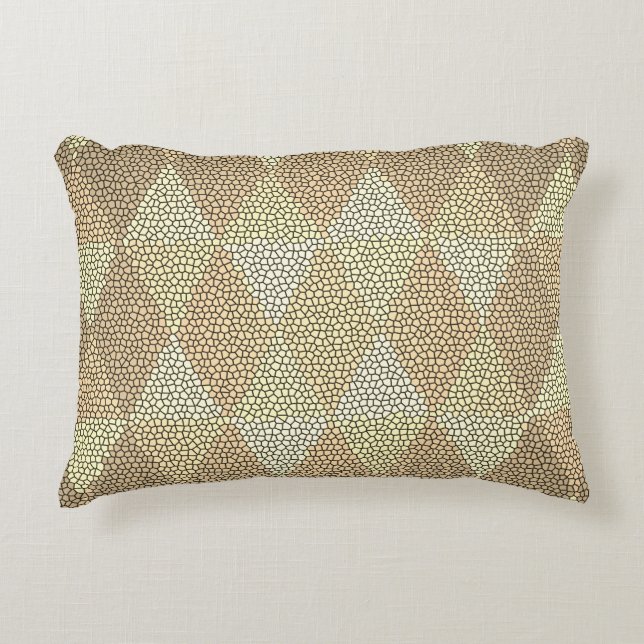 Almofada Decorativa Stained Glass Gold Diamond Pattern (Frente)