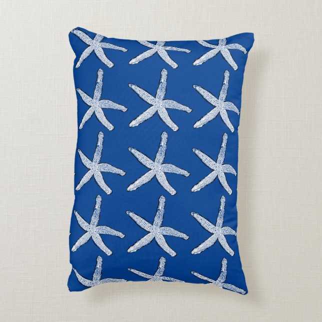 Almofada Decorativa Starfish Patteral Beach Coastal Deep Blue Na moda (Verso(Vertical))