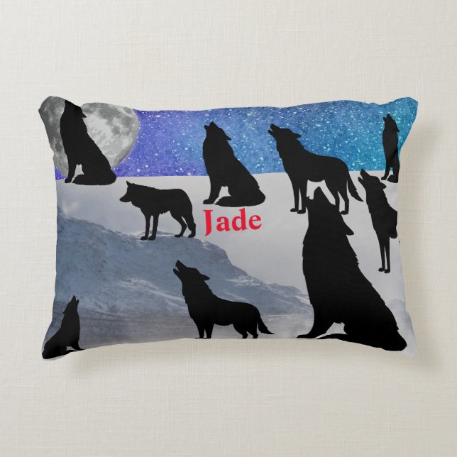 Almofada Decorativa Starry Night Wolfpack (Frente)