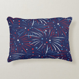 Almofada Decorativa Stars Red White Blue Fireworks