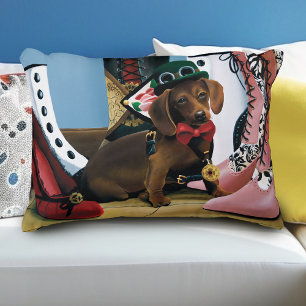 Almofada Decorativa Steampunk Dachshund Calçados Boot Vitoriano