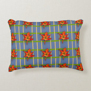 Almofada Decorativa Stripes Amarelas em Azul com Amaryllis