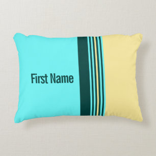 Almofada Decorativa Stripes Amarelas Turquesas Personalizáveis