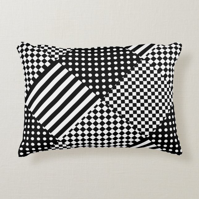 Almofada Decorativa Stripes Verificar Bolinhas Mistura de Design de de (Frente)