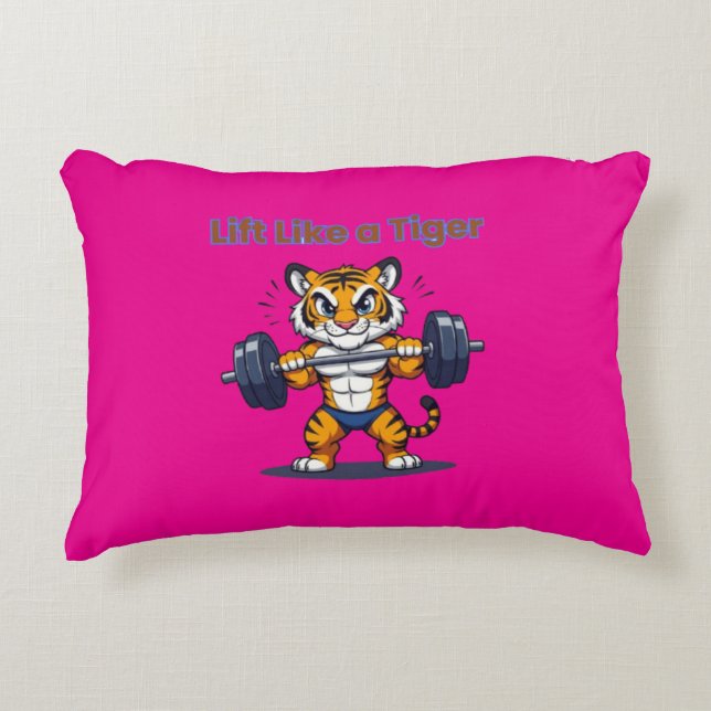 Almofada Decorativa **Strong Tiger – Cute Tiger Lifting Weights Illust (Frente)