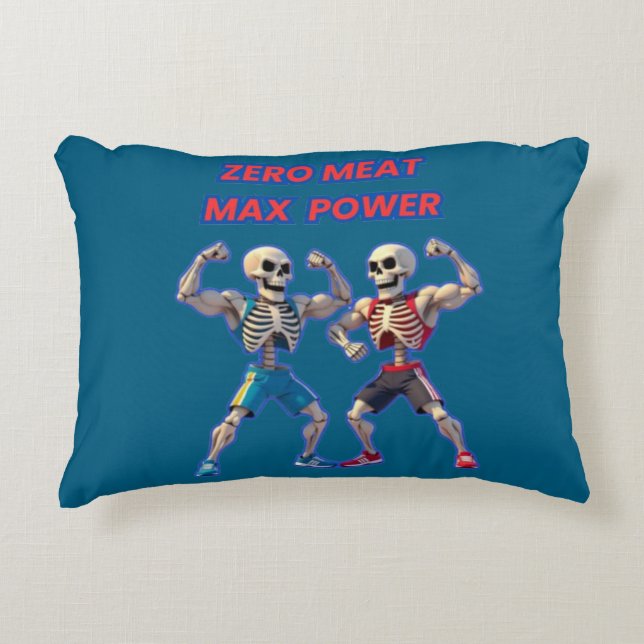 Almofada Decorativa Strong to the Bone – Funny Skeleton Muscle Design (Frente)