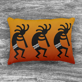 Almofada Decorativa Sudoeste Laranja E Negro Dançando Kokopelli