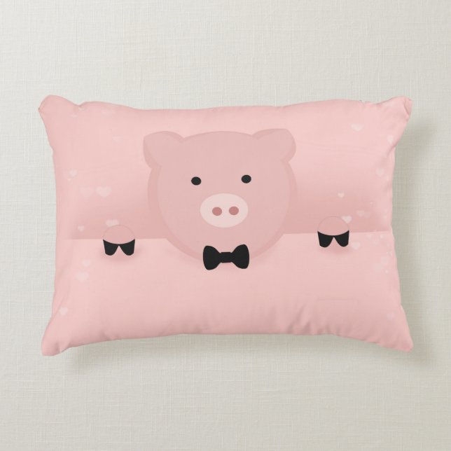 Almofada Decorativa Suíno rosa-Rico com Arco (Frente)