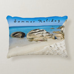 Almofada Decorativa Summer Holiday Foto de praia linda com texto