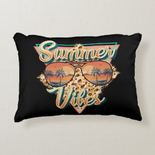 Almofada Decorativa Summer Vibes Vintage Sunglass Sunset de praia
