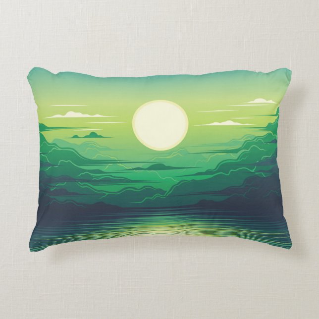 Almofada Decorativa Sunrise in the sea illustration apparel,art,beauti (Frente)