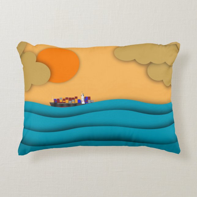 Almofada Decorativa Sunrise Oceânica Navio Sun Sunset (Frente)