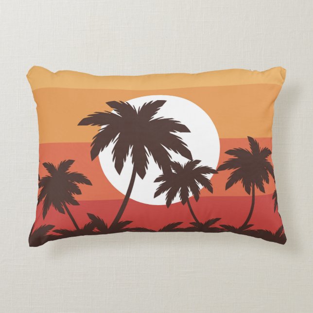 Almofada Decorativa Sunset Tropical Palm Beach (Frente)
