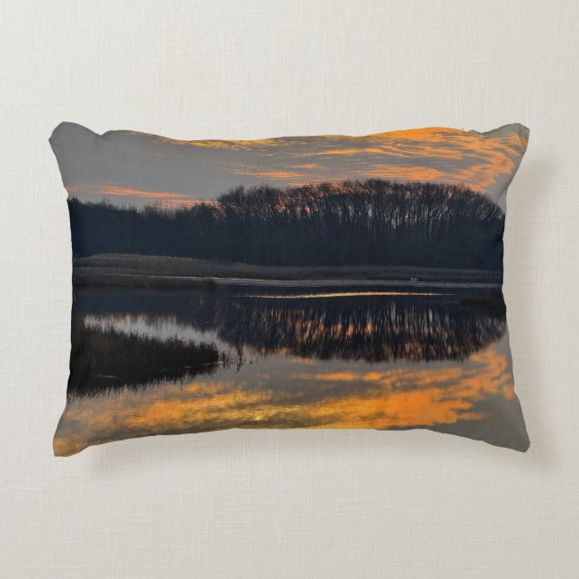 Almofada Decorativa Sunset Waterscape Reflection Photo Pillow (Frente)