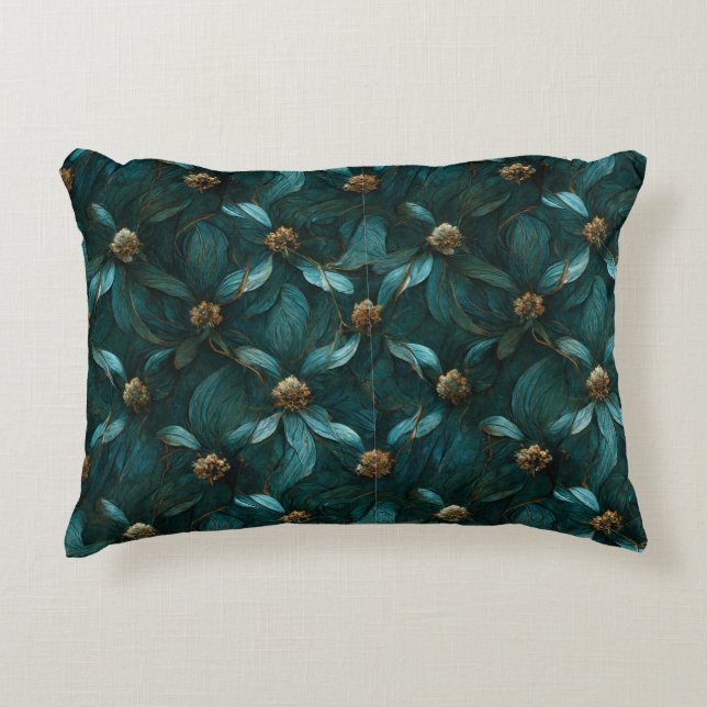 Almofada Decorativa Super Luxe Teal e Dourado (Frente)