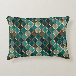 Almofada Decorativa Super Luxe Teal e Dourado