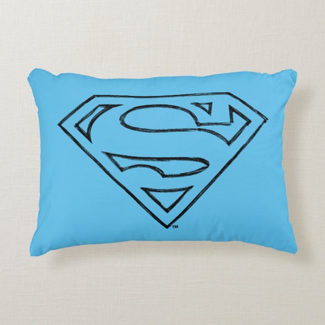 Almofada Decorativa Superman S-Shield | Simple Black Outline Logo (Frente)