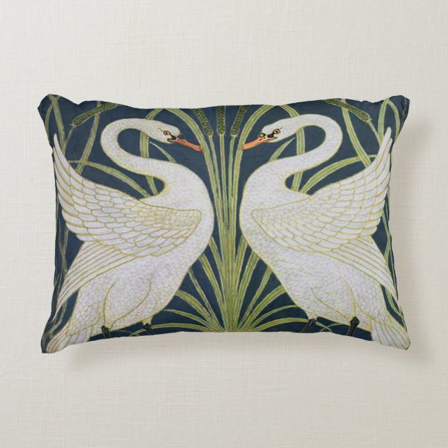 Almofada Decorativa Swan Art Nouveau Dois Swans (Frente)