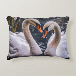 Almofada Decorativa Swans Românticos em uma Terra Maravilha de inverno