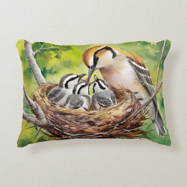 Almofada Decorativa Sweet bird nest painting (Frente)