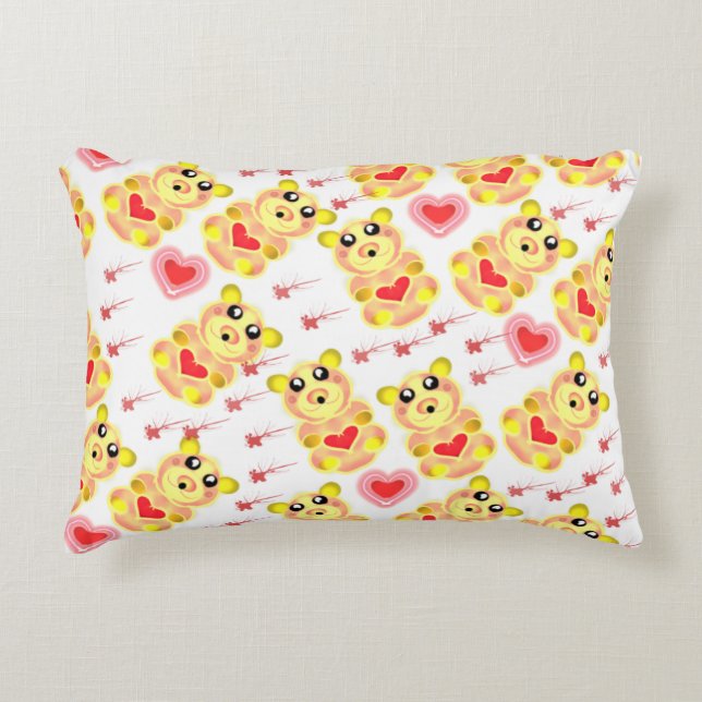 Almofada Decorativa Sweet Heart Bear Nursery Pattern (Frente)