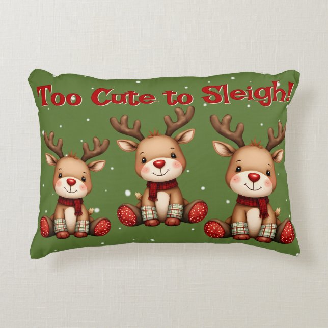 Almofada Decorativa Sweet Reindeer Pair in Holiday Snowfall (Frente)
