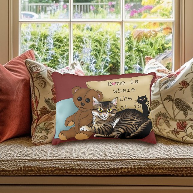 Almofada Decorativa Tabby Home Burgundy Cat (Criador carregado)