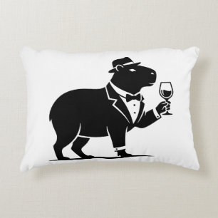 Almofada Decorativa Tacaça de Vinho Capivara Engraçada Minimalista Mod