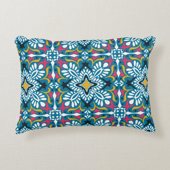 Almofada Decorativa Talavera pattern. Indian patchwork. Azulejos portu (Frente)