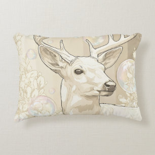 Almofada Decorativa Tampo Redondo Fantasia de Veado Branco Caprichoso