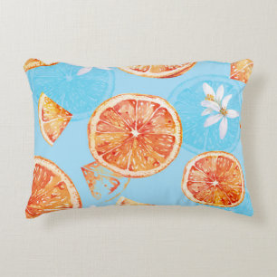 Almofada Decorativa Tangerinas Aquarela: Tecido Azul Luxúrico