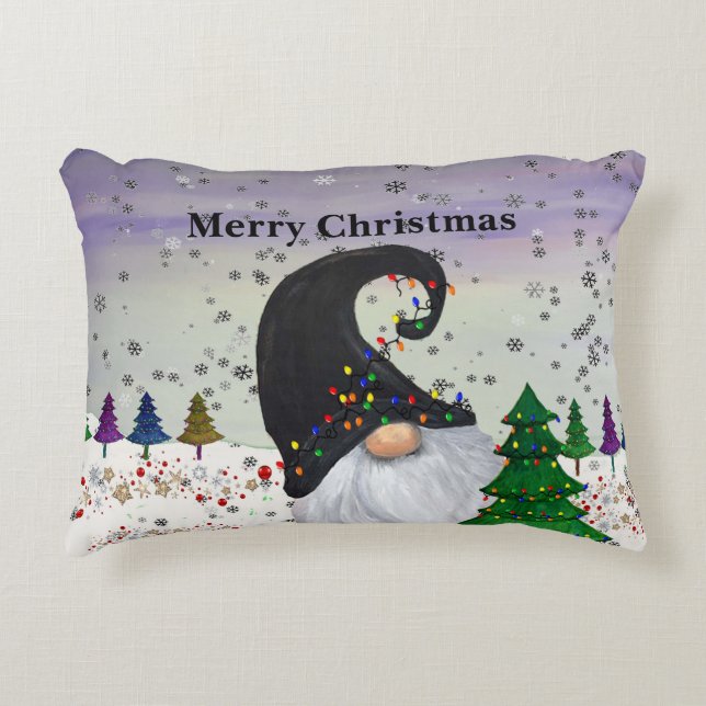 Almofada Decorativa Tapete de Natal com gnomo (Frente)