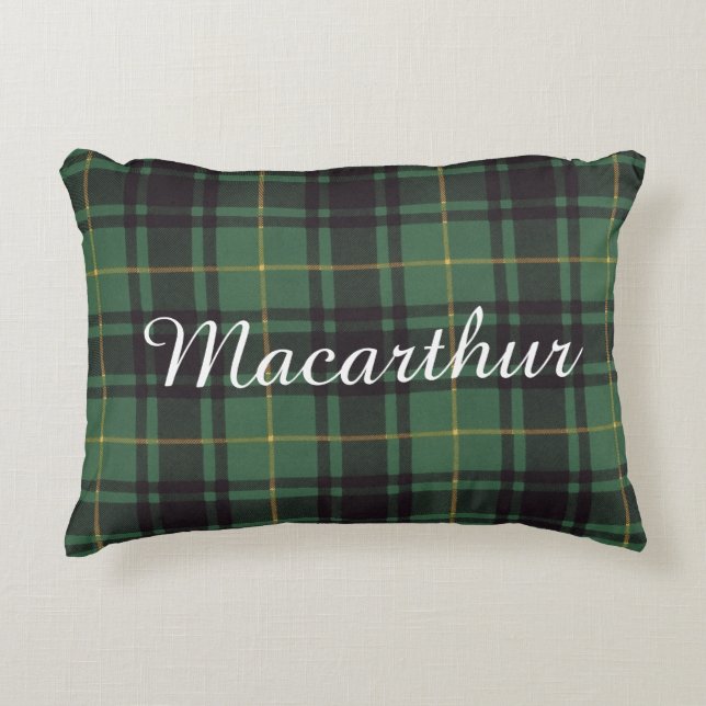 Almofada Decorativa Tartan do Scottish da xadrez do clã de Macarthur (Frente)