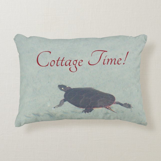 Almofada Decorativa Tartaruga Com Água Azul (Frente)