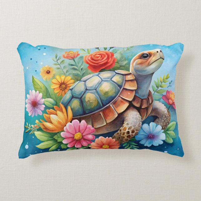 Almofada Decorativa Tartaruga Floral (Frente)
