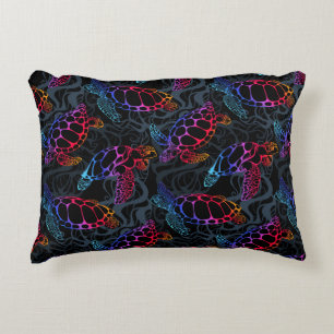 Almofada Decorativa Tartaruga marinha em cores multicolores psíquicas