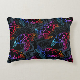 Almofada Decorativa Tartaruga Psicodélica do Mar Boho