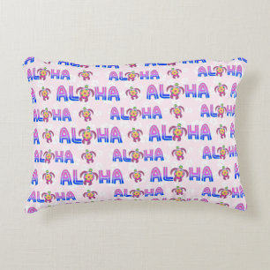 Almofada Decorativa Tartaruga tropical rosa-púrpura Aloha Havaiana