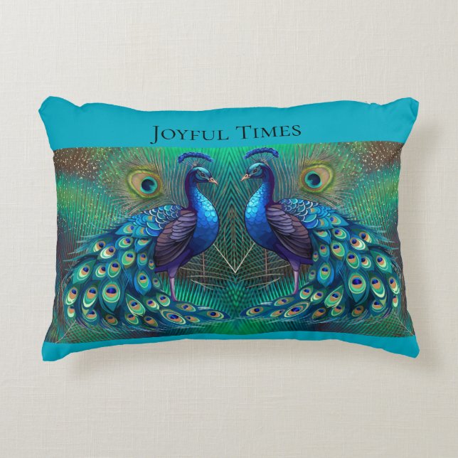 Almofada Decorativa Teal cushion Peacock design (Frente)