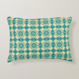 Almofada Decorativa Teal Yellow Checker Argyle Pattern
