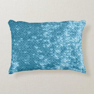 Almofada Decorativa Tecido brilhante azul-céu com sequências, abstra